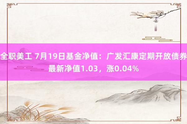 全职美工 7月19日基金净值：广发汇康定期开放债券最新净值1.03，涨0.04%